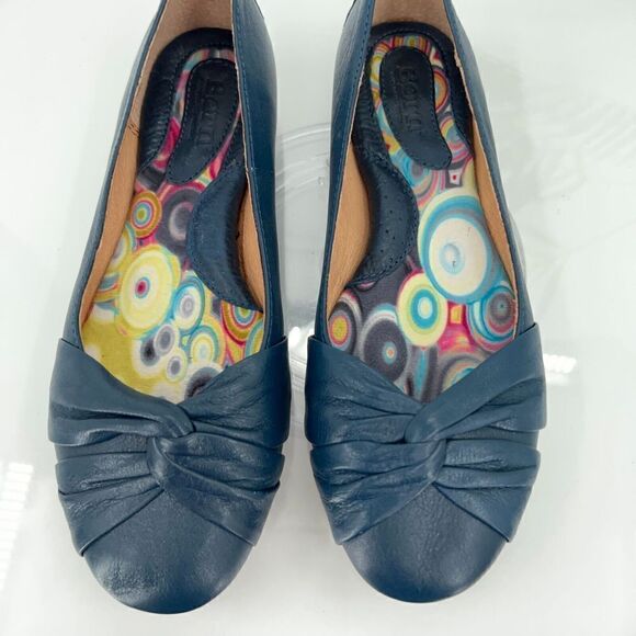 Born Women's Lilly Ballet Flat Size 7 Navy Blue Leather Slip On Knot Bow Shoes - Picture 6 of 13